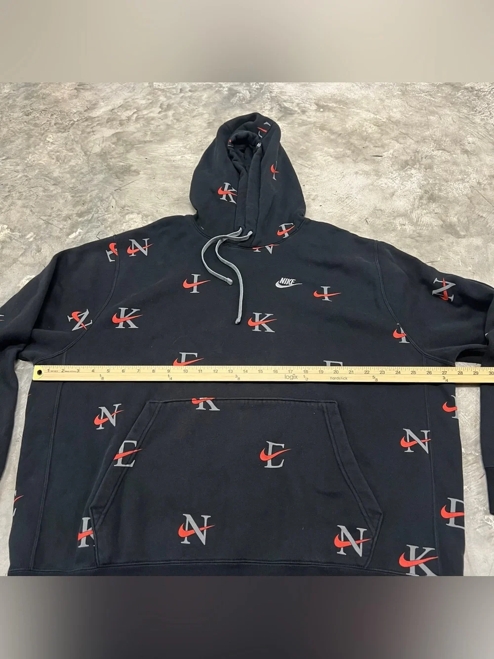 Nike Hoodie Mens Size XXL Black Graphic Y2K AOP Club Fleece Sweatshirt DV9601